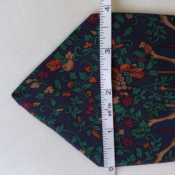 Moschino Cravatte Bacchus Silk Tie 58"  Made In Italy Navy Purple Teal - Picture 7 of 8